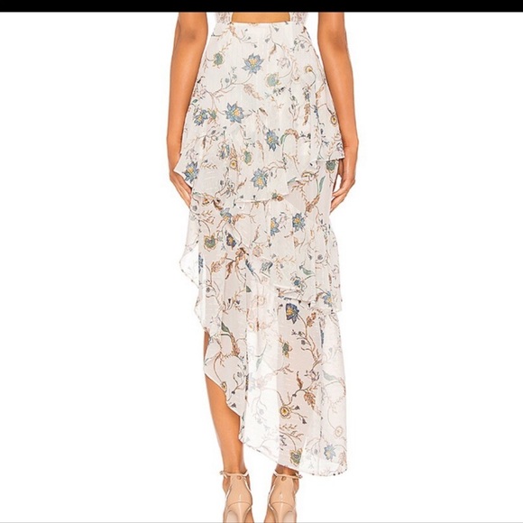 NWT For Love and Lemons white floral midi Romy skirt - Picture 3 of 8